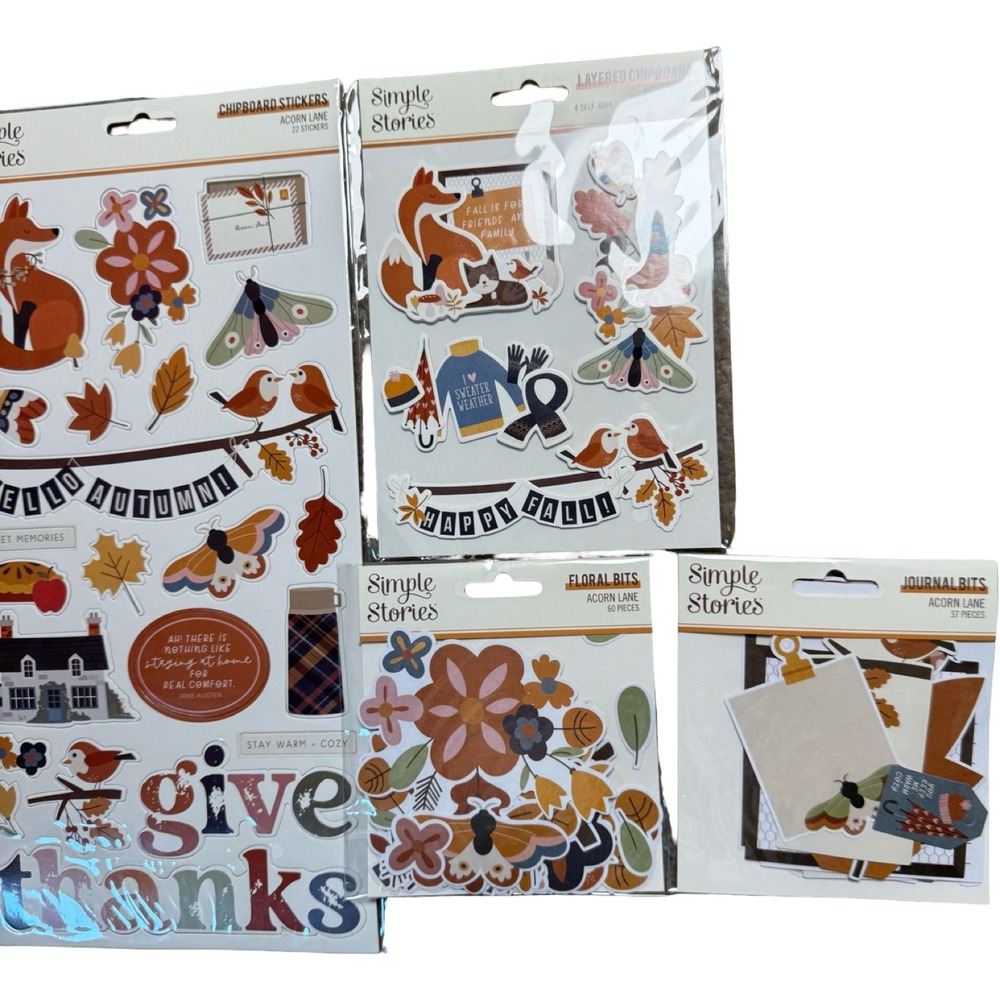 Simple Stories Acorn Lane Sticker Bits Bundle OS Multicolor NIP Autumn Fall